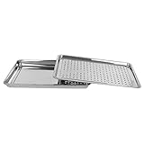 QOKLIYUI Servierplatte Abtropfschale Abnehmbares Tablett aus Edelstahl Zubehör, 45x35cm