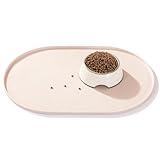 Conlun Napfunterlage Hund,1,2cm Hohe Ränder Futtermatte Katzen zur Vermeidung von Verschüttungen,BPA-Freie Silikonmatte mit Rand Gummi-Hundenapf Unterlage für Futter- und Wassernäpfe(Beige,48x30cm)WT