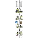Bomclap Teleskop Duschregal mit 4 Körben und 1 Handtuchhalter, Duschablage ohne Bohren, Höhenverstellbar 149-276cm für Dusche und Badewanne, Schwarz