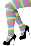 krautwear Damen Bunte Strumpfhose Kostüm Fasching Karneval 80er Einheitsgröße (bunt)