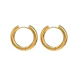 Kritz Ohrringe Damen Creolen Runden Dünne Gold - Ohrringe Kreis Kleine Edelstahl Vergoldet Hypoallergen - Creolen Schmuck Geschenke für Frauen