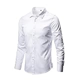 LKRSEEF Hemd Herren Regular Fit Bügelfrei Mit Geradem Schnitt Businesshemden Und Freizeithemden Für Männer Anzug Hemd Business Slim Fit Langarm Herrenhemd Stretch Hemd Modische Casual Herren Weiß M