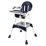 UBRAVOO Babyhochstuhl ab 6 Monaten, Hochstuhl für Babys und Kleinkinder mit Fußstütze, abnehmbarem Doppeltablett, leicht zu reinigender Esshochstuhl für Babys und Mädchen (Blau)
