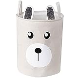 Kinder Wäschekorb Faltbare Aufbewahrungsbox Spielzeug Veranstalter Kleider Organizer Wäschekorb, Faltbare Runde Lagerung Wäschekörbe, Baumwolle mit Griffen-40 * 33 * 33cm