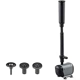CYRENT Einstellbare Gartenbrunnenpumpe 600L/H Tauchpumpe Teichpumpe mit 3 Düsen und Durchflusskontrolle (EQB-600P)