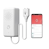 BSEED Smart Wassermelder kein Hub erforderlich, WLAN Wassersensor mit Fernalarmierung, IP65, Smart Life/ Tuya App-Steuerung, Wasseralarm für Küchen, Keller und Badezimmer, 1 Stück