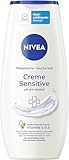 NIVEA Creme Sensitive Pflegedusche, pH-hautneutrales Duschgel mit Kamillen-Extrakt, feuchtigkeitsspendende Cremedusche für sensible Haut ohne Seife (250 ml)