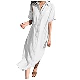 Damen-Sommerkleid, einfarbig, zum Schnüren, Knopfleiste, 2025, Urlaub, Sonnenkleider, trendig, lockere Passform, Cocktailkleid, Frühling, lässiges Outfit, Strand, Baumwolle, kurzärmelig, Lehrer