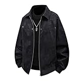 PANVER Langarm Jacke Herren Casual Gutaussehend Mode Übergangsjacke Jugend Sport Trend Outdoorjacke Regular Fit Klassisch All-Match Lichtjacke B-Black 3XL