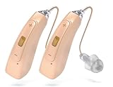 Elektrisches wiederaufladbares Soundgerät mit Noise Cancelling, 32-Kanal Digital Klanggerät Leicht & Diskret, inkl. 3 Ohrpassstücke (S/M/L) – speziell für ältere Menschen entwickelt, Beige, doppelt