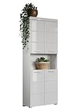 trendteam smart living - Amanda - Hochschrank - Weiß Hochglanz - Badezimmerschrank breit mit 4 höhenverstellbaren Einlegeböden - (BxHxT) 73 x 190 x 31 cm - 8 Fächer und ein großes offenes Fach