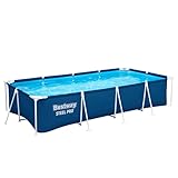 Bestway Steel Pro Frame Pool ohne Pumpe 400 x 211 x 81 cm , dunkelblau, eckig, Blau