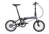 DAHON K-Feather E-Bike Klapprad Elektrofahrrad 16 Zoll Ultra Lightweight 12 KG, 120 Wh IPX5 Wasserdicht 24V 250W, Verborgen eingebaute Batterie, Farbe Slate