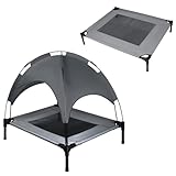 FIVMEN Hundebett mit Baldachin Hundeliege Outdoor 2 in 1 Haustierbett Hundesofa Erhöhtes Katzenliege Katzenbett für Katzen und Kleine Große Hunde, 76x76x61cm