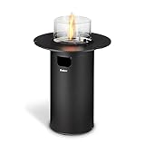 Enders Terrassenfeuer NOVA Table Black M, Gas Terrassenfeuer mit Ambientebeleuchtungen, ECO Green Brenner-Technologie und exzellentem Design, H88cm Ø 62cm, Tischablage, Schwarz #5900