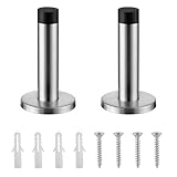 H&S Türstopper Wandschutz Set - Wandtürstopper mit Sockel - 2 Door Stopper zur Wandmontage - Edelstahl Tür Stopper - Abstandshalter Gummi Spitze - Door Stop Türhalter Wand