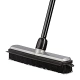 Gummibesen mit Stiel, Besen mit Gummiborsten und Teleskopstiel, Kehrset, Kehrbesen aus Gummi, Friseurbesen Set