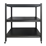 Coolpleasant Garagenregal,3 Stufig Schwarze Schwerlastregal Metall mit Rädern,105kg Ladungen Einstellbare Regale und Lagerregal für Die Küchen Keller Garage,80x40x80cm