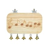 Flacher Ständer für Vögel, Spielzeug aus Holz, flach, für Papageien und Vögel, natürliches Zubehör für Haustiere, mit Glocken für Papagei Perico Canary Hamster