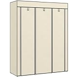 AONEGOLD Stoffschrank, Kleiderschrank mit Kleiderstangen, 8 Ebenen, Faltschrank, Faltbare Garderobe für Schlafzimmer, Flur, Vliesstoff, Cremeweiß, 125 x 43 x 162,5 cm