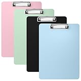 Klemmbrett A4,4 Stück Klemmbretter mit Metallclip und Verstecktem Haken 4 Farben Clipboard Kunststoff A4 Klemmbretter für Papierkram,Zeichnungen,Speisekarten oder Klassenzimmerbüros