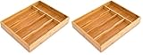Relaxdays Besteckkasten HxBxT: ca. 4,5 x 25,5 x 34 cm Besteckbox aus Bambus Besteckeinteiler für die Schublade mit 5 Fächern als Besteckeinsatz und Schubladenorganizer Besteckeinlage aus Holz, natur