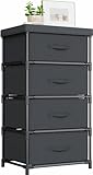 WANGIRL Kommode mit Schubladen, Stoffkommode mit 4 Schubladen, Aufbewahrungsschrank für Schrank, Kommode für Flur, Schlafzimmer, Wohnzimmer und Büro - Schwarz