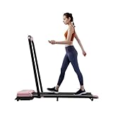 2 in 1 klappbares Laufband, 3.0HP unter dem Schreibtisch elektrisches Laufband, mit Fernbedienung und LED-Anzeige, mit Walzen, Walking Jogging für Home Office, Rosa