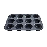 curfair 12-Tassen-Kuchenwaffelformen, ofenfeste Cupcake-Tabletts, Silikon-Cupcake-Form, 12-Tassen-Kuchenwaffelform, antihaftbeschichtet, BPA, spülmaschinenfest Grau