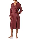Amazon Essentials Damen Leichter Waffel-Bademantel, Lang (Erhältlich In Übergröße), Sattes Burgunderrot, XL