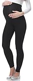 Be Mammy Lange Umstandsleggings aus Viskose Leggings Blickdicht Damen, Maternity Clothing, Ideal für die Schwangerschaft BE-02 (Schwarz, XXL)