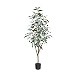 Kazeila Künstliche Pflanzen wie Echt 120cm Kunstpflanze Groß Künstlicher Eukalyptus Kunstbaum mit Natürlichen Stämmen ideal für Wohnzimmer Schlafzimmer Büro Zimmer Deko(1Pack) Artificial Plants