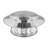 Edelstahl-Schornsteinkappe, Wand-Luftauslass, Dach, Auspuffhaube, Regenschirm, Rohrabdeckung, silberfarbenes Metall, Regenschutz für Holzölofen (160 mm)