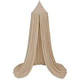 Aolso Betthimmel für Kinderbett, 245 cm, Babyzimmer mit Zelt, Sonnensegel für Rundbett, Wiege mit Vorhang, Moskitonetz, Crepe (Beige)