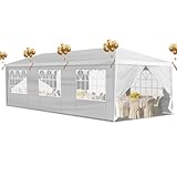 Bonnol Pavillon 3x9m, mit 8 Seitenteilen, UV-Schutz 50+, Stabil, Wind - und Wasserdicht,Gartenzelt für Märkte, Festivals, Camping, Hochzeiten, Weiß