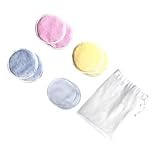 DEARMAMY 8 Stück Wiederverwendbare Waschbare Makeup Entferner Pads aus Dreilagiger Baumwolle Sanfte Gesichtsreinigung mit Praktischem Aufbewahrungsnetz für Tägliche Reinigung und Reisen