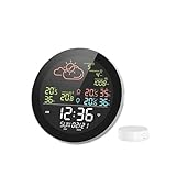 Wetterüberwachungsuhren Wifi Smart Life Outdoor Indoor Wetterstation Thermometer Hygrometer Wettervorhersage Tischuhr mit Außensensor (Color : 1 Sensor, Size : 1 UK)