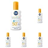 NIVEA Sun Schutzspray Kids Sensitive Protect/Play FPS 50+, 200 ml (Packung mit 5)