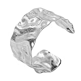 Hyacinthy Armreifen Damen, Armreif Breit für Damen, Oberarmreif Plattiert Verstellbares Offenes Manschetten Armband, Stapelbare Handgelenks Manschetten Arm Bänder für Damen (Silber)