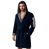 Generisch Bademantel Kapuze Saunamantel Morgenmantel Mikrofaser Herren XL