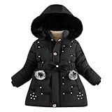 Winterjacke Mädchen Daunenjacke Winter Thermal Gefüttert Wintermantel Kinder Dicke Steppjacke Lange Winddicht Kapuzenjacke Outdoor Puffer Jacket Niedliche Einfarbig Daunenmantel 2-14 Jahre