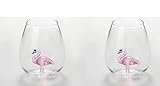 2 Stück Flamingo Weingläser ohne Stiel, 501-600ml Glas Kreative Gingläser für Frauen Männer, Kristall Weinglas ohne Stiel Geschenke mit Flamingo im Inneren für Valentinstag Hochzeit Jahrestag Bar