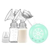 Elektrische - Wiederaufladbare Absaugpumpen mit 2 Milchflaschen | Mehrere Modi, geräuscharm, tragbare Milchpumpen für berufstätige Mütter