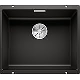 BLANCO SUBLINE 500-U | Granitspüle aus SILGRANIT schwarz | Einbauart: Unterbau | für 60 cm breite Unterschränke | Ein Ausschnitt und nur einmal montiert | [53x46x20,2 cm]