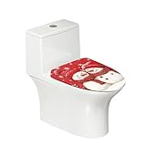 Buybai WC-Deckelbezüge Schneemänner mit elastischem Rand, rot, waschbar, universal, passend für die meisten WC-Deckel, dekoratives Badezimmer, Weihnachtszubehör