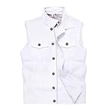 Ginsiom Herren-Denim-Weste, ärmellose Jacke, schmale Passform, Vintage, lässig, zerrissene Sommer-Jean-Weste für Männer, Echtes Weiß, Large