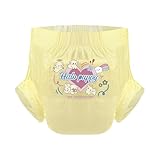 CutiePlusU Windeln für Erwachsene 3 Stück, trockene Oberfläche, maximale Saugfähigkeit über Nacht, Einweg-Inkontinenzwindel – Angel Puppy Yellow (L37'-47')