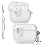 LEWOTE Kompatibel mit Apple Airpods Pro 3 Case schützende lustige Nette Slim Cartoon Cover Abdeckung mit Schlüsselbund and Reinigungskit (Transparent White)
