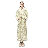 WHESAZYP Damen- und Herren-Nachthemden, Übergröße, weich, lang, nordischer Stil, Jacquard-Pyjama, warme Nachtwäsche, Paar-Bademantel (Damen, Bohnengrün)