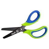 Läufer 87221 Ergonomische Bastelschere für Kinder | Schule ab 1. Klasse, grün/blau, für Rechtshänder, runde Spitze